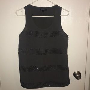 Gray Beaded Stripes Tank Top